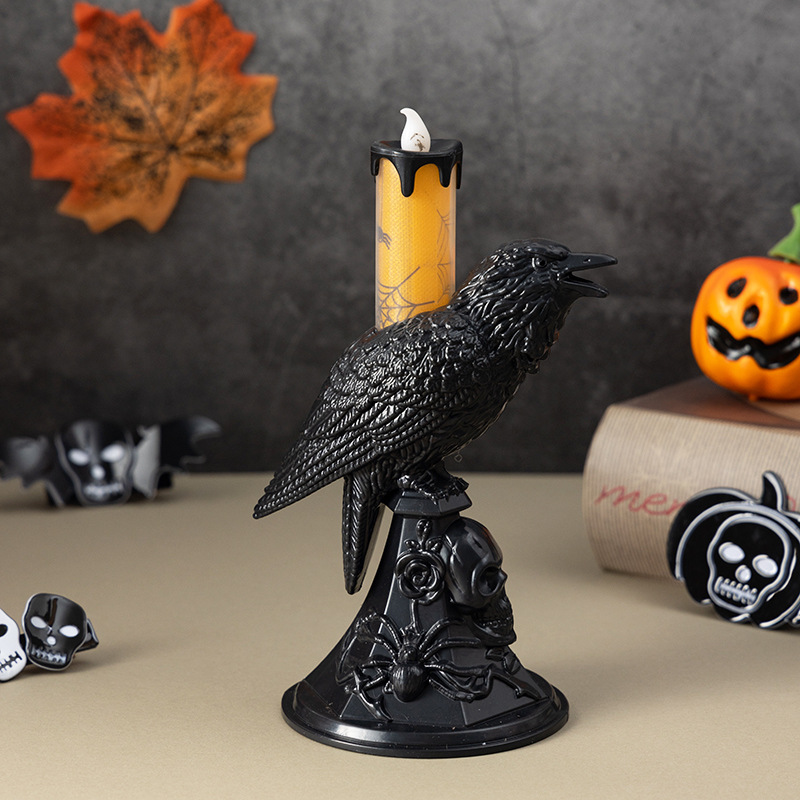 Candle Supplies Europe - Czarna Kruk Statua Świecznik Halloween Akcesoria