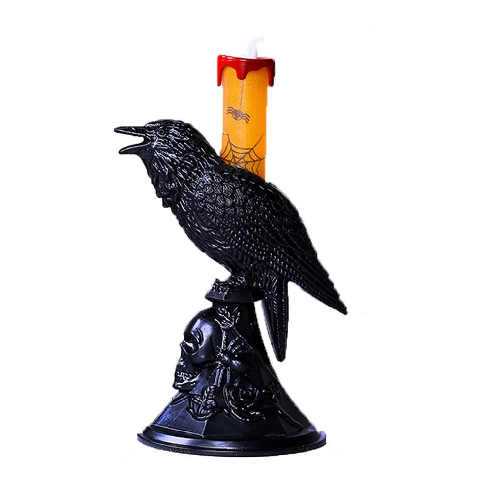 Candle Supplies Europe - Nowa Czarna Statua Kruka Świecący Świecznik